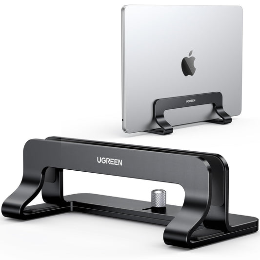 UGREEN Vertical Laptop Stand Holder for Desk Compatible with MacBook Pro, MacBook Air Stand Vertical Aluminum Adjustable for Up to 17.3 Inch Gaming Laptop, Gray