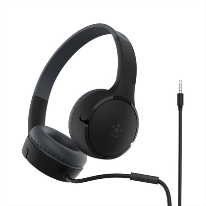 Belkin SoundForm Mini - Wireless Bluetooth Kids Headphones, 30H Battery, 85dB Safe Volume Limit, Built-in Microphone - Toddler On-Ear Earphones for iPhone, iPad - Ideal for School - Blue w/Case