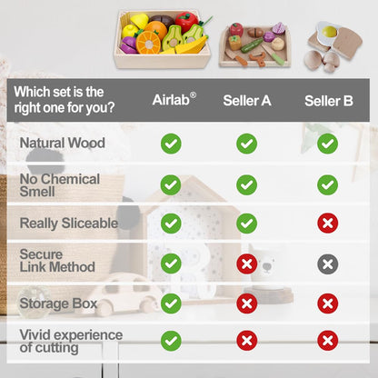 Wooden Play Food for Kids Kitchen Cutting Fruits Toys for Toddlers Pretend Vegetables Gift for Boys Girls Educational Toys