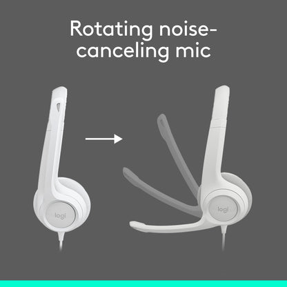 Logitech H390 Wired Headset for PC/Laptop, Stereo Headphones with Noise Cancelling Microphone, USB-A, in-Line Controls, Works with Chromebook - Black