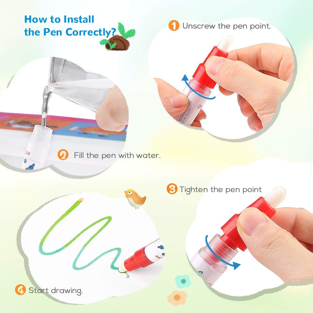 Water Doodle Mat - Kids Painting Writing Color Doodle Drawing Mat Toy Bring Magic Pens Educational Toys for Age 3 4 5 6 7 Year Old Girls Boys Age Toddler Gift