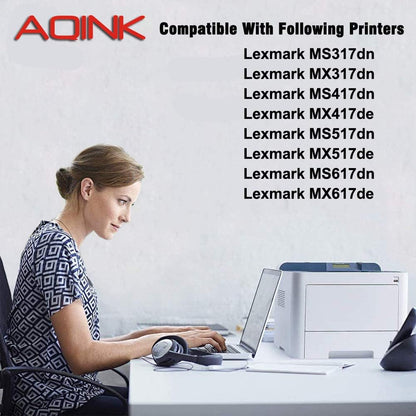 51B1000 Remanufactured Toner Cartridge Replacement for Lexmark MS317dn, MS417dn, MS517dn, MS617dn, MX317, MX317dn, MX417de, MX517de, MX617de(2 Blacks