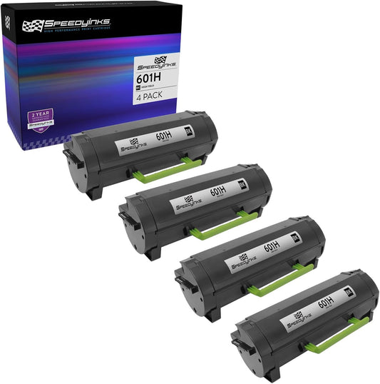 SPEEDYINKS Compatible Toner Cartridge Replacement for Lexmark 601H 60F1H00 High Yield (Black, 4-Multipack) Compatible with the Following Lexmark Printer Model MX610de