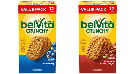 belVita Breakfast Biscuits Variety Pack, Blueberry and Cinnamon Brown Sugar, Value Pack, 24 Total Packs, 2 Boxes (4 Biscuits Per Pack)