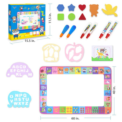 Water Doodle Mat - Kids Painting Writing Color Doodle Drawing Mat Toy Bring Magic Pens Educational Toys for Age 3 4 5 6 7 Year Old Girls Boys Age Toddler Gift