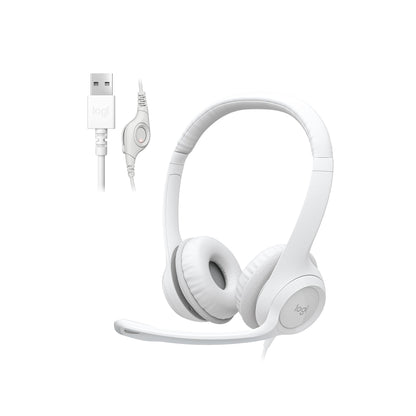 Logitech H390 Wired Headset for PC/Laptop, Stereo Headphones with Noise Cancelling Microphone, USB-A, in-Line Controls, Works with Chromebook - Black
