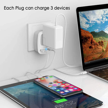 2 Pack European Travel Plug Adapter, TESSAN US to Europe Plug Adapter with 3 USB Ports (1 USB C), Type C Power Outlet for EU International Italy Iceland Spain France Germany