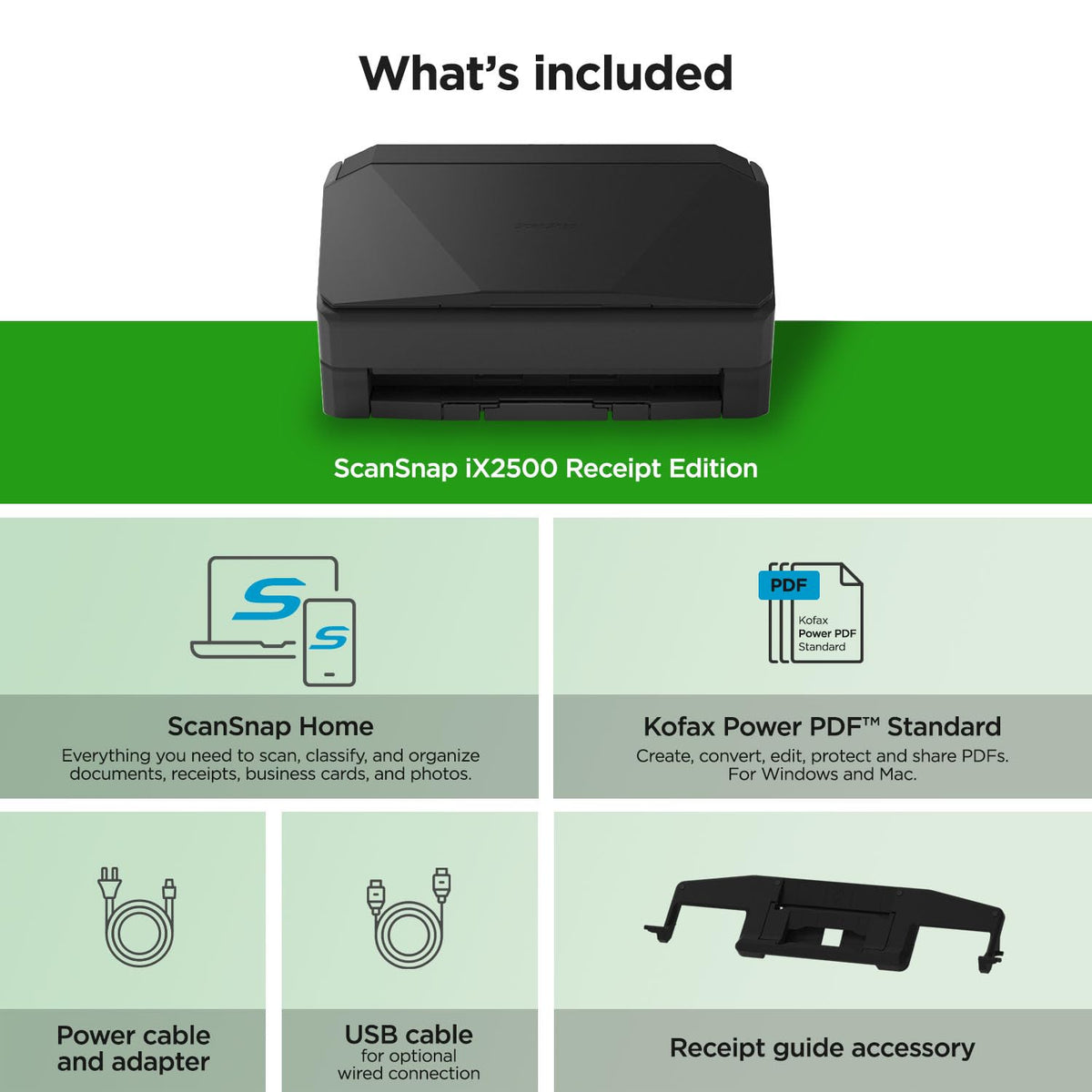 ScanSnap iX1600 Wireless or USB High-Speed Cloud Enabled Document, Photo & Receipt Scanner with Large Touchscreen and Auto Document Feeder for Mac or PC, 17 watts, Black