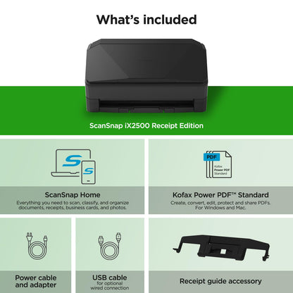 ScanSnap iX1600 Wireless or USB High-Speed Cloud Enabled Document, Photo & Receipt Scanner with Large Touchscreen and Auto Document Feeder for Mac or PC, 17 watts, Black