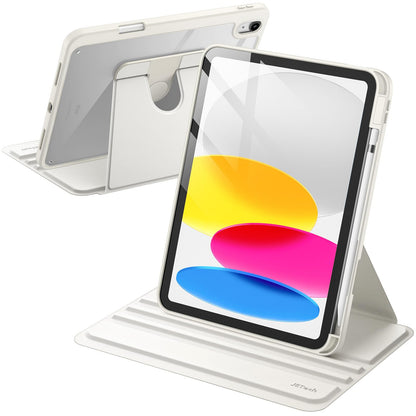 JETech Rotating Case for iPad (A16) 11th/10th Generation (2025/2022) with Pencil Holder, 360 Degree Rotation Protective Stand Cover Clear Back, Auto Wake/Sleep (Navy)