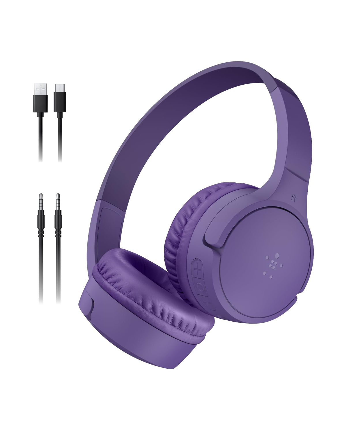 Belkin SoundForm Mini - Wireless Bluetooth Kids Headphones, 30H Battery, 85dB Safe Volume Limit, Built-in Microphone - Toddler On-Ear Earphones for iPhone, iPad - Ideal for School - Blue w/Case
