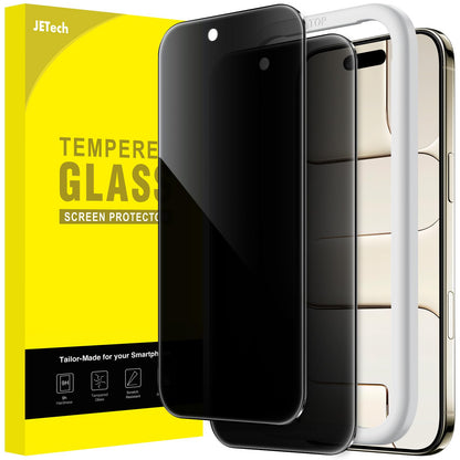JETech Privacy Screen Protector for iPhone 15 6.1-Inch, Anti-Spy Tempered Glass Film with Easy Installation Tool, 2-Pack