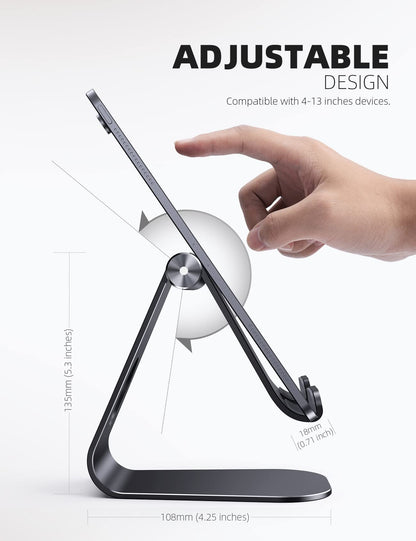 Lamicall S1 Tablet Stand, Adjustable Tablet Holder - Desktop Stand Dock Holder for 4-13" Tablet, iPad Pro 11, 9.7, 10.5, 12.9 Air Mini, Kindle, Tab, Switch, Viral Podcast Video Office Desk Accessories