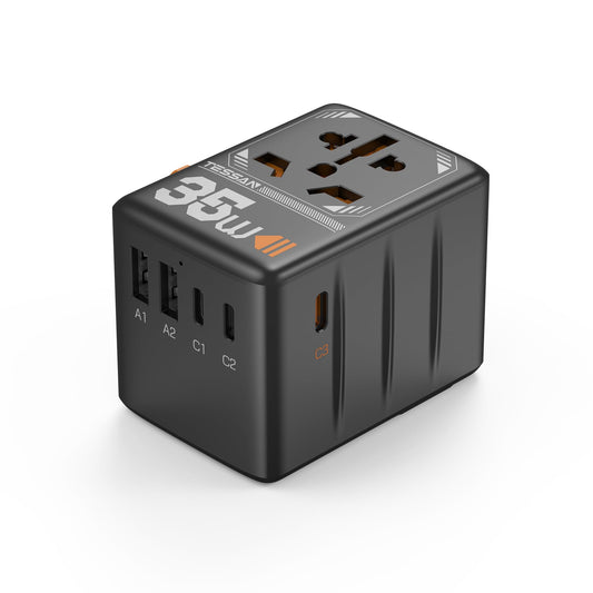 TESSAN Universal Travel Adapter 28W, International Power Adapter with 3 USB C 2 USB A Charging Ports, Worldwide Plug Adaptor for US to European UK Italy Ireland New Zealand (Type C G A I)