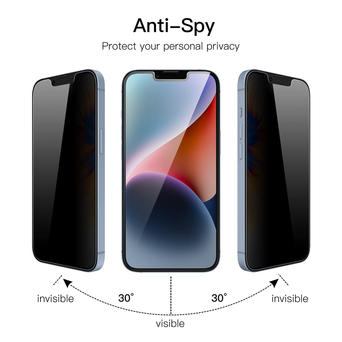 JETech Privacy Screen Protector for iPhone 14 Plus 6.7-Inch, Anti Spy Tempered Glass Film, 2-Pack