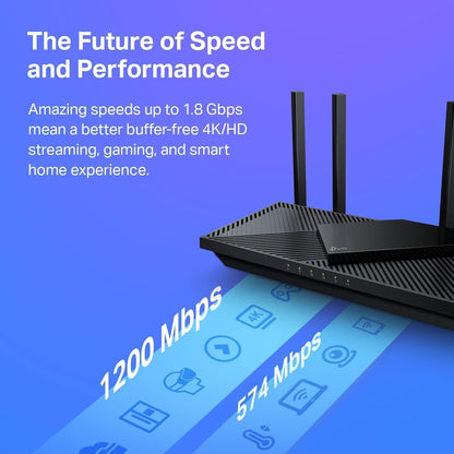 TP-Link WiFi 6 Router AX1800 Smart WiFi Router (Archer AX21) Dual Band Gigabit Router, Compatible with Alexa - A Certified for Humans Device (Renewed)