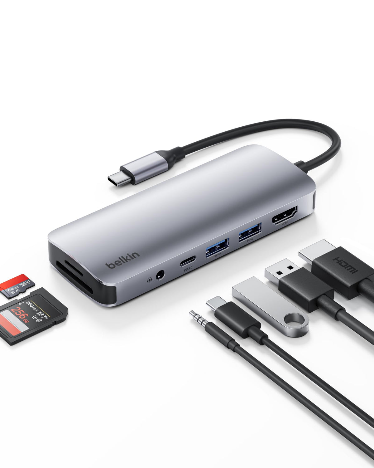 Belkin USB C Hub, 4-in-1 Multi-Port Laptop Dock with 4K HDMI, USB C Docking Station with 100 Watt Pass-Through Power Delivery, 2 X USB A Ports For MacBook Pro, Air, iPad Pro, Chromebook and More