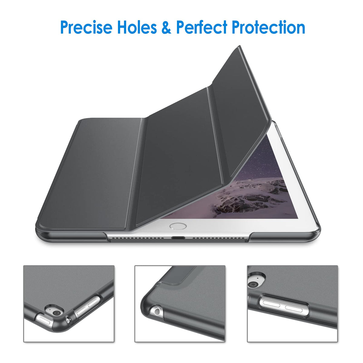 JETech Case for iPad Air 2 (2nd Generation), Smart Cover Auto Wake/Sleep (Black)