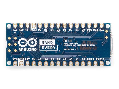 Arduino Nano Every (Single Board) [ABX00028-A] - ATmega4809 Microcontroller, 48KB Flash, 6KB SRAM, 20 Digital I/O Pins, 8 Analog Inputs, USB-C, Compatible with Arduino IDE for Embedded Projects
