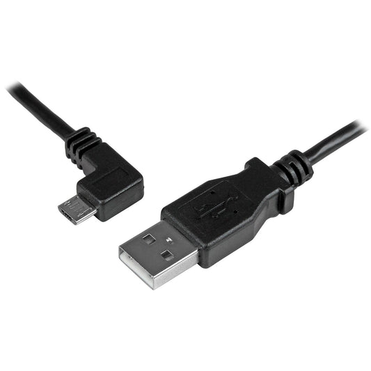 StarTech.com 1m Micro USB Cable Cord - A to Up Angle Micro B - Up Angled Micro USB Cable - 1x USB A (M), 1x USB Micro B (M) - Black (USBAUB1MU)
