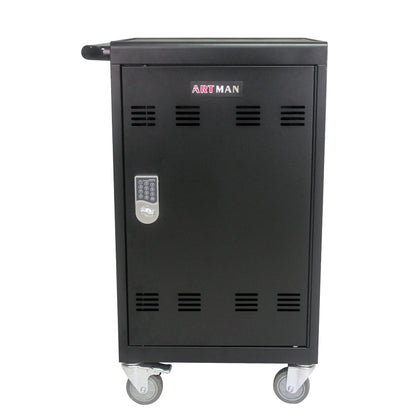 35 Device Mobile Charging Cart, Chromebooks and Laptop Computers, Locking Charging Station with Lock & Key for The Front Back Door, Surge Protection