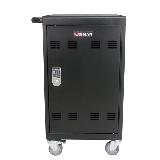 35 Device Mobile Charging Cart, Chromebooks and Laptop Computers, Locking Charging Station with Lock & Key for The Front Back Door, Surge Protection