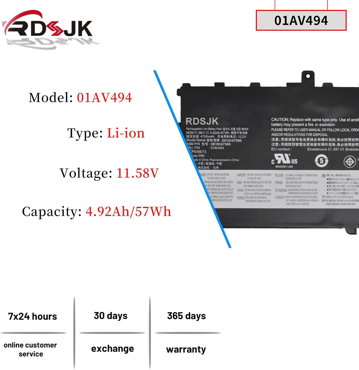 01AV429 01AV430 01AV431 01AV494 Laptop Battery for Lenovo ThinkPad X1 Carbon 5th Gen 2017 6th Gen 2018 Series SB10K97586 SB10K97587 SB10K97588 11.58V 57Wh
