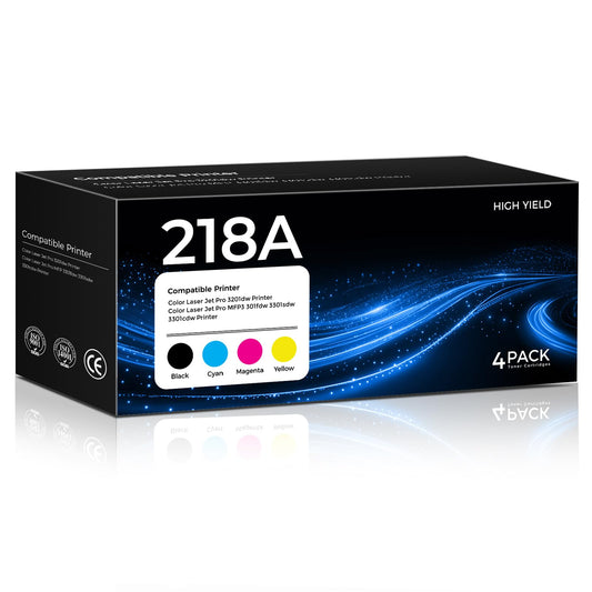 218X Toner Cartridges 4 Pack with Chip Compatible for HP 218 218X 218A Toner W2180A W2180X Work for Color LaserJet Pro 3201dw MFP 3301fdw 3301sdw 3301cdw Printer, Black/Cyan/Yellow/Magenta, High Yield
