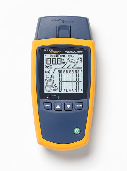 Fluke Networks MS2-100 MicroScanner2 Copper Cable Verifier with Built-In IntelliTone Toning, Troubleshoots RJ11, RJ45, Coax, Tests 10/100/1000Base-T, and Voip,yellow
