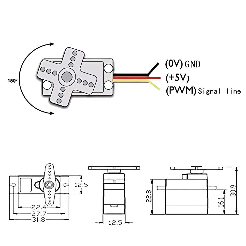 4Pcs SG90 9g Micro Servos for RC Robot Helicopter Airplane Controls Car Boat