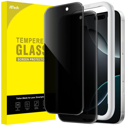 JETech Privacy Screen Protector for iPhone 15 6.1-Inch, Anti-Spy Tempered Glass Film with Easy Installation Tool, 2-Pack
