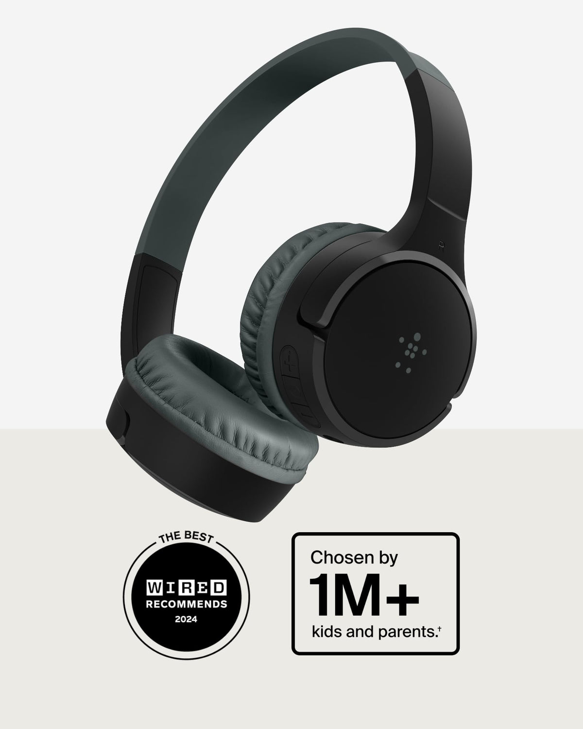 Belkin SoundForm Mini - Wireless Bluetooth Kids Headphones, 30H Battery, 85dB Safe Volume Limit, Built-in Microphone - Toddler On-Ear Earphones for iPhone, iPad - Ideal for School - Blue w/Case