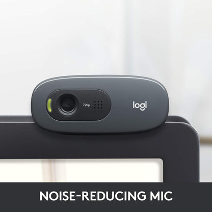 Logitech C270 HD Webcam, 720p, Widescreen HD Video Calling, Light Correction, Noise-Reducing Mic, Works with Zoom, Nintendo Switch 2’s new GameChat Mode, PC/Mac/Laptop/MacBook/Tablet - Black