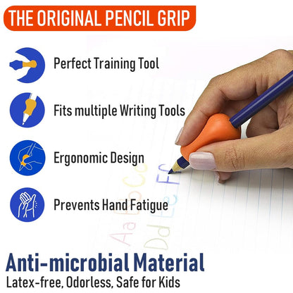 The Pencil Grip Original Pencil Grippers 6 Pcs, Improves Kids Handwriting, Ergonomic Pen Holder for Righties & Lefties, Ideal for Kids, Toddlers, Adults, Writing Tool with Finger Cushion