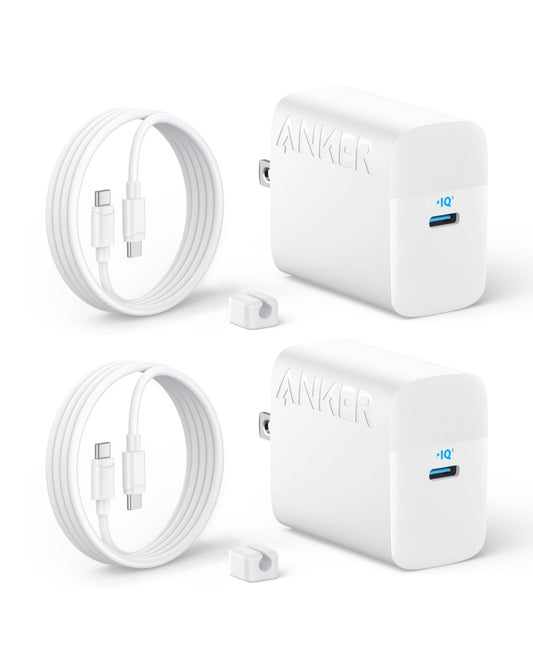 Anker 45W USB C Charger Block, PPS Fast Charger with USB-C Cable for iPhone 17/16 and More Series, iPad, Galaxy S24 Ultra (2-Pack 5 ft Cable Included)