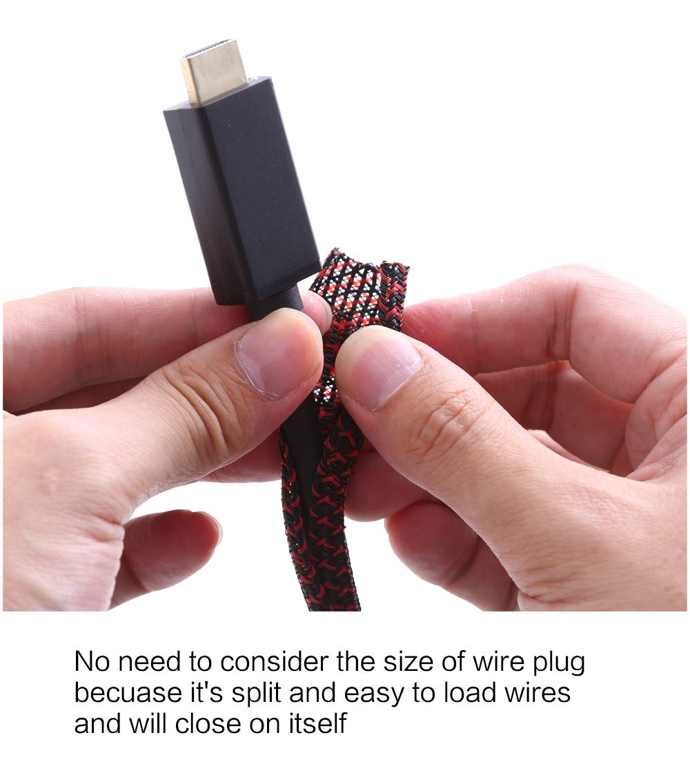 Alex Tech 10ft - 1/2 inch Cord Protector Wire Loom Tubing Cable Sleeve Split Sleeving For USB Cable Power Cord Audio Video Cable – Protect Cat From Chewing - Black