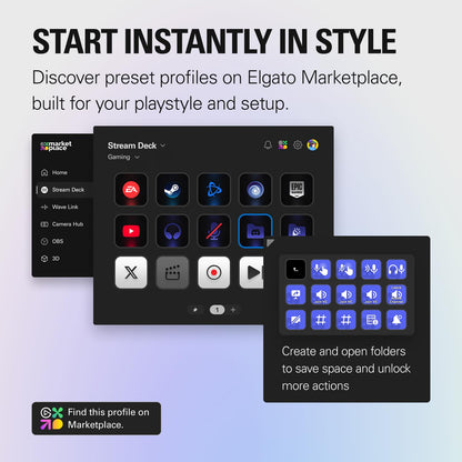 Elgato Stream Deck MK.2 – Studio Controller, 15 macro keys, trigger actions in apps and software like OBS, Twitch, YouTube and more, USB, works with Mac and PC