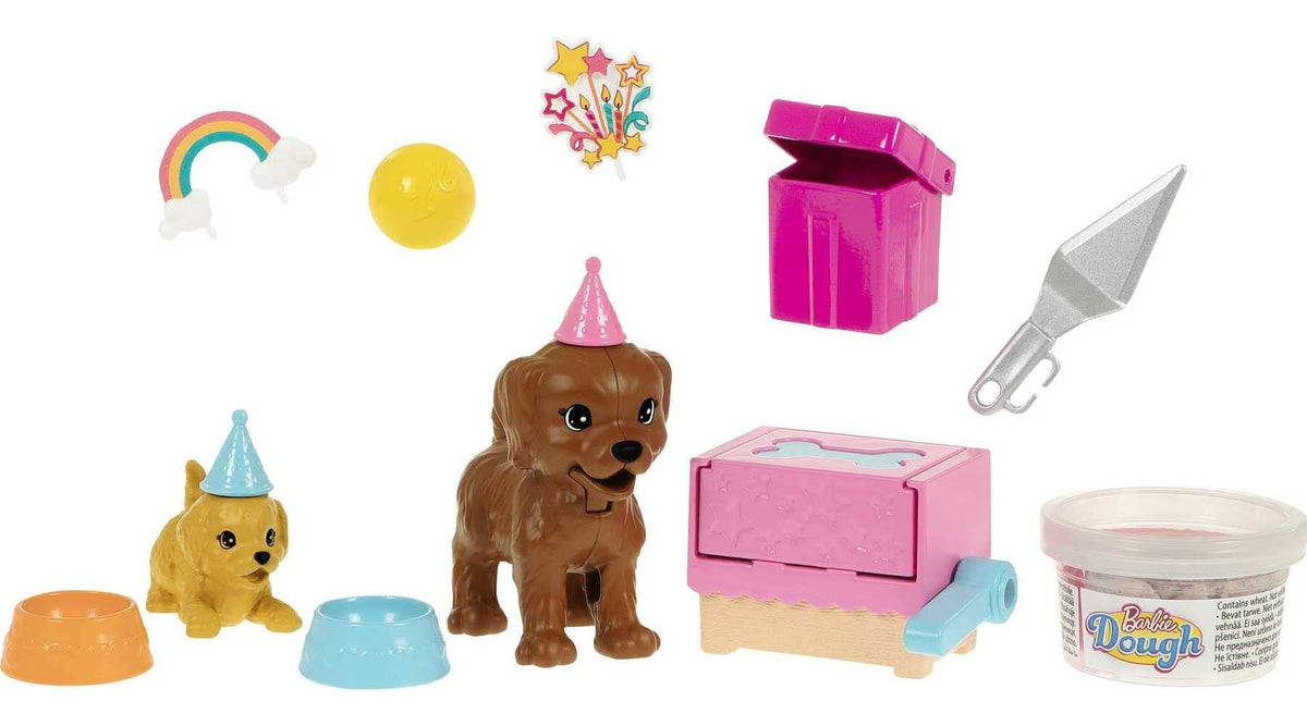 Barbie Doll & Pets Set, Blonde with Mommy Dog, 3 Newborn Puppies with Color-Change Feature & Pet Accessories