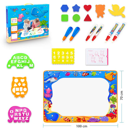 Water Doodle Mat - Kids Painting Writing Color Doodle Drawing Mat Toy Bring Magic Pens Educational Toys for Age 3 4 5 6 7 Year Old Girls Boys Age Toddler Gift
