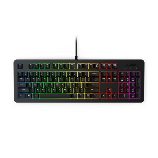 Lenovo GY40T26478 Legion K500 RGB Mechanical Gaming Keyboard, 3 ZONE Full-size Keyboard, 7 user Programmable Hot Keys; 16.8 Million Colors, 50 Million-Click Red Mechanical Keys, Detachable Palm Rest