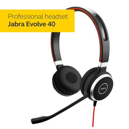 Jabra Evolve 40 Professional Wired Headset, Stereo, MS-Optimized – Telephone Headset for Greater Productivity, Superior Sound for Calls and Music, 3.5mm Jack/USB Connection, All-Day Comfort Design