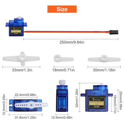 4Pcs SG90 9g Micro Servos for RC Robot Helicopter Airplane Controls Car Boat