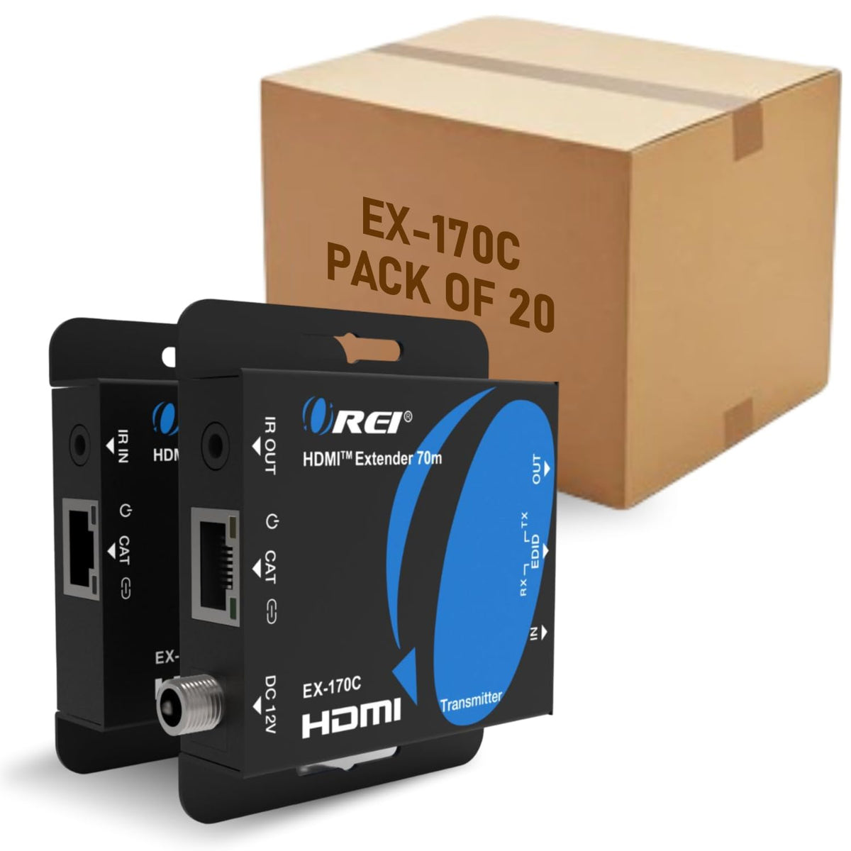 OREI 4K HDMI over Ethernet Extender Over CAT5/CAT6/CAT7, with IR Upto 164 Feet - Loop Out - 4K @ 30Hz 1080P Full HD Signal Distribution (EX-170C)