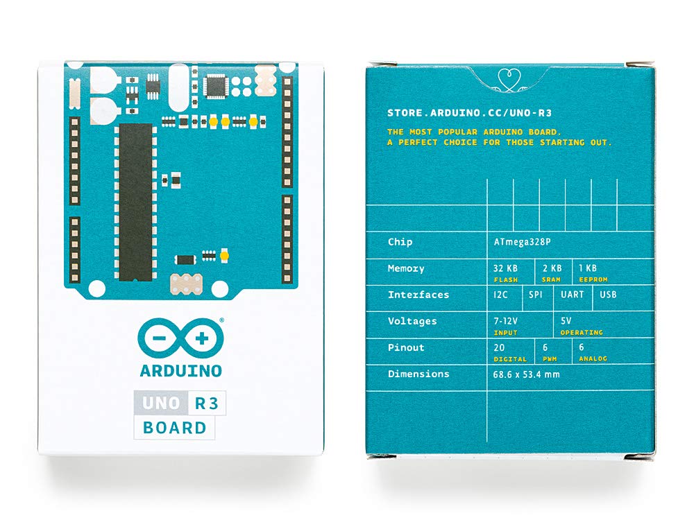Arduino Uno REV3 [A000066] - ATmega328P Microcontroller, 16MHz, 14 Digital I/O Pins, 6 Analog Inputs, 32KB Flash, USB Connectivity, Compatible with Arduino IDE for DIY Projects and Prototyping