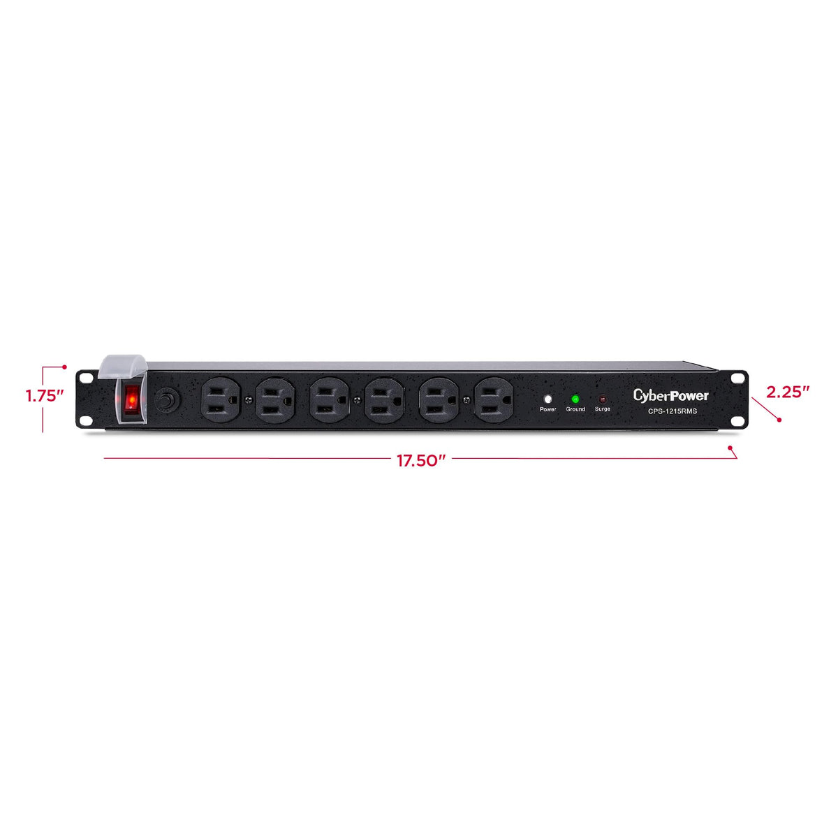 CyberPower CPS1215RMS Surge Protector, 120V/15A, 12 Outlets, 15 ft Power Cord, 1U Rackmount