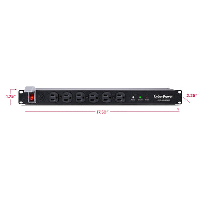 CyberPower CPS1215RMS Surge Protector, 120V/15A, 12 Outlets, 15 ft Power Cord, 1U Rackmount