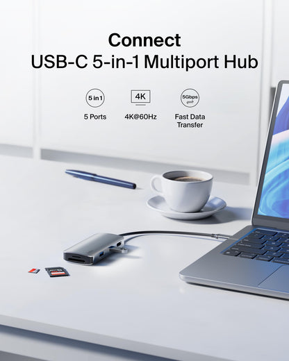 Belkin USB C Hub, 4-in-1 Multi-Port Laptop Dock with 4K HDMI, USB C Docking Station with 100 Watt Pass-Through Power Delivery, 2 X USB A Ports For MacBook Pro, Air, iPad Pro, Chromebook and More