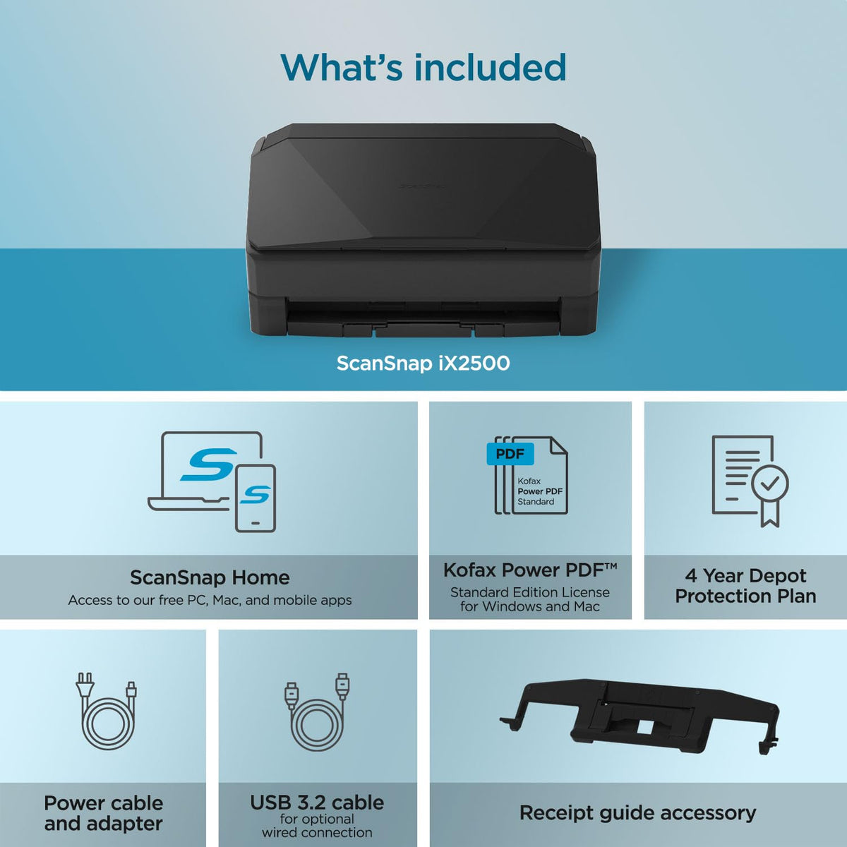ScanSnap iX1600 Wireless or USB High-Speed Cloud Enabled Document, Photo & Receipt Scanner with Large Touchscreen and Auto Document Feeder for Mac or PC, 17 watts, Black
