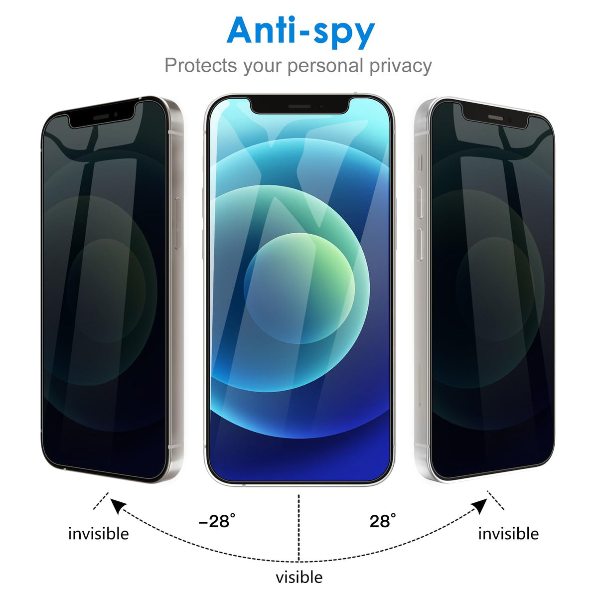 JETech Privacy Screen Protector for iPhone 17e (2026) / iPhone 16e / iPhone 13/13 Pro, Anti Spy Tempered Glass Film, 6.1-Inch Display, 2-Pack