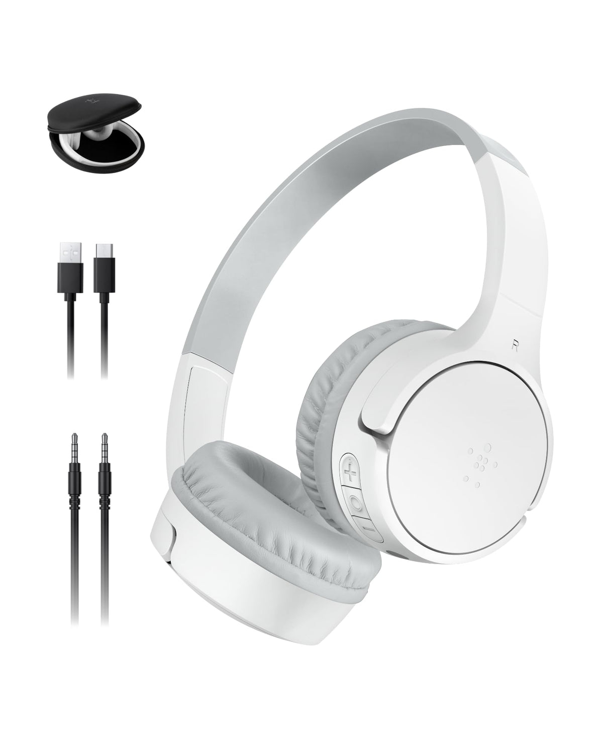 Belkin SoundForm Mini - Wireless Bluetooth Kids Headphones, 30H Battery, 85dB Safe Volume Limit, Built-in Microphone - Toddler On-Ear Earphones for iPhone, iPad - Ideal for School - Blue w/Case